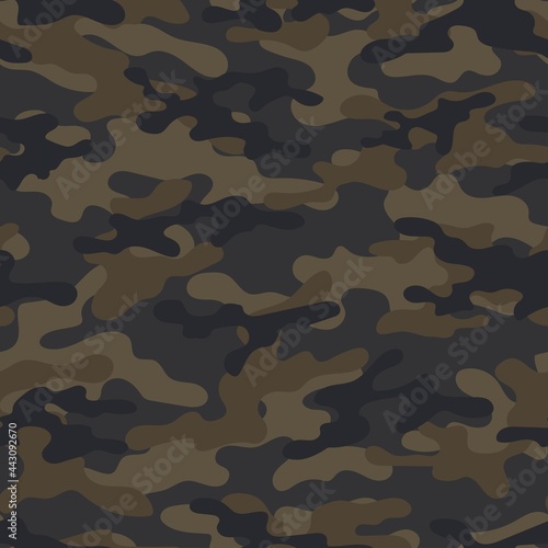Camouflage brown texture seamless. Abstract military camouflage background for fabric. Vector illustration