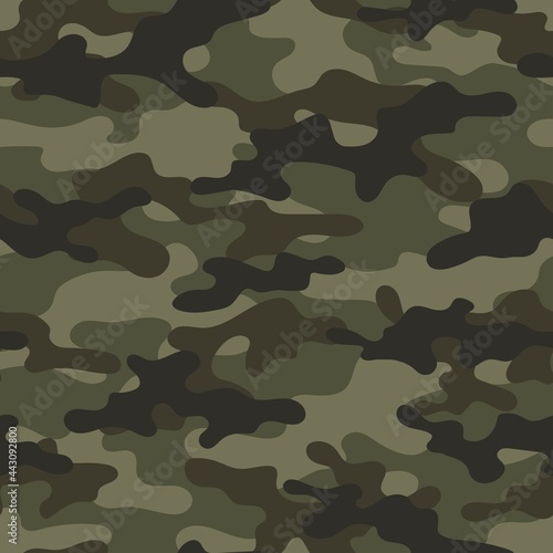 Green Camouflage texture seamless. Abstract military camouflage background for fabric. Vector illustration