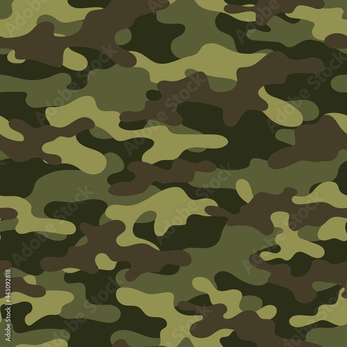 Military vector camouflage green hunting background seamless print. EPS