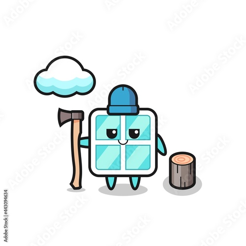 Character cartoon of window as a woodcutter