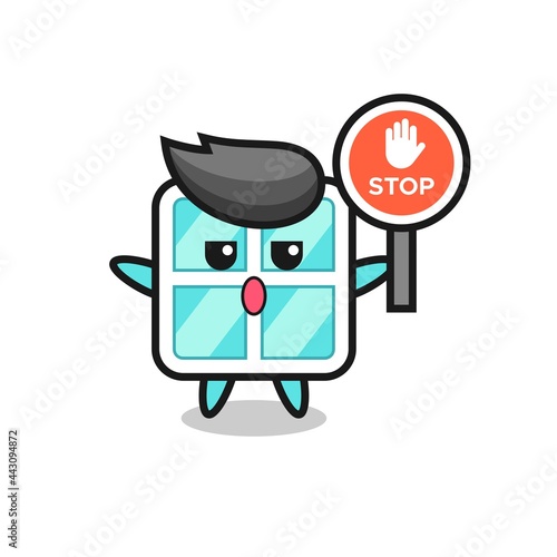 window character illustration holding a stop sign
