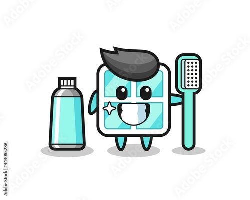 Mascot Illustration of window with a toothbrush