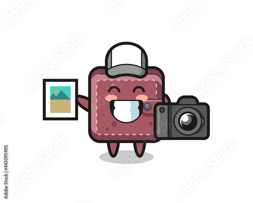 Character Illustration of leather wallet as a photographer