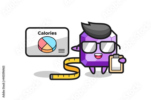 Illustration of purple gemstone mascot as a dietitian