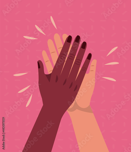cute friends handshake