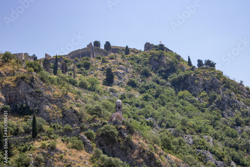 View of the mountains and sky. Beautiful mountain landscape Kotor  Montenegro. 