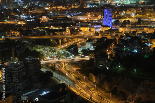 Night city, view from Mount Carmel, Haifa.