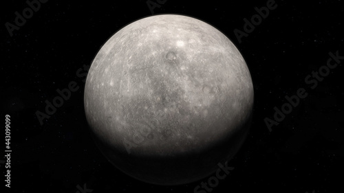 Fotografie, Obraz Vista desde el espacio de Mercurio con estrellas de fondo.