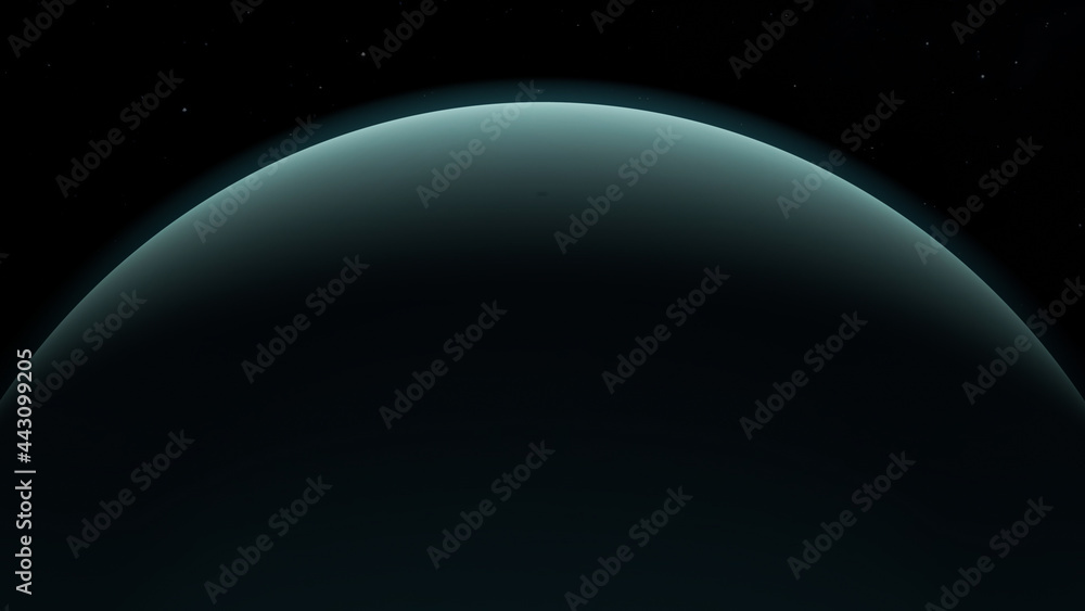 Vista desde el espacio de Urano con estrellas de fondo.	
