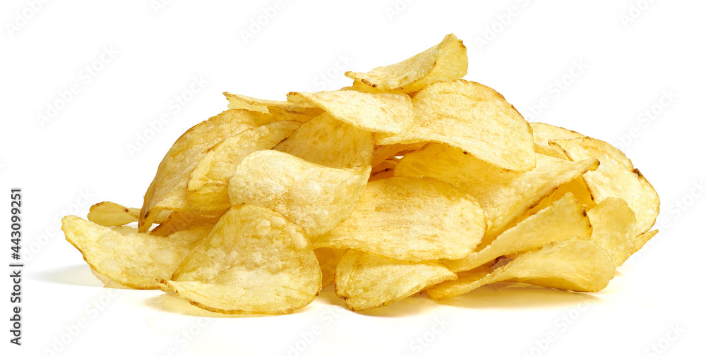 Potato chips isolated on white background Potato chips isolated on white background