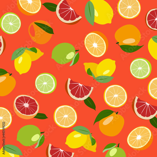 Vector set of citrus fruits. Lime  orange  grapefruit  tangerine  juice  yellow background  fruit  farm  market  shop