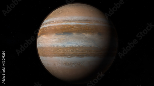 Fototapeta Naklejka Na Ścianę i Meble -  Vista desde el espacio de Júpiter con estrellas de fondo.	