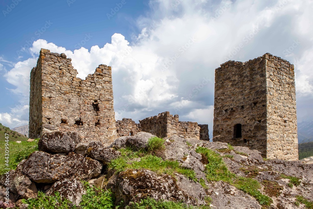 Ruins of the tower city-settlement of Keli. Dzheyrakh region. The Republic of Ingushetia. Russia Ruins of the tower city-settlement of Keli. Dzheyrakh region. The Republic of Ingushetia. Russia