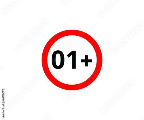 Free Download 1+ restriction flat sign isolated on white background. 1 plus Age limit symbols - GFXLoad