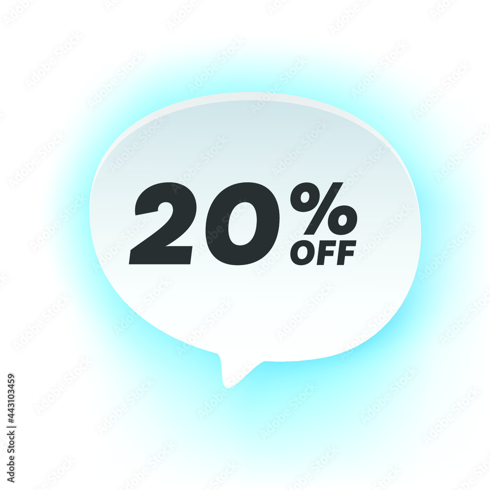 20% off mega discount sale sticker, ad offer on shopping day. Vector illustration of discount offer price label isolated on white background 20% off mega discount sale sticker, ad offer on shopping day. Vector illustration of discount offer price label isolated on white background