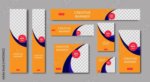Set of modern web banners template design in standard sizes.  ad banner size template for sales promotion and advertising