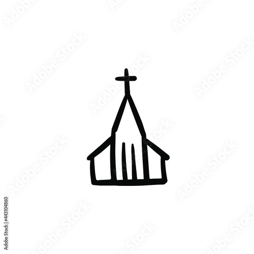 Hand drawn church. Simple vector icon