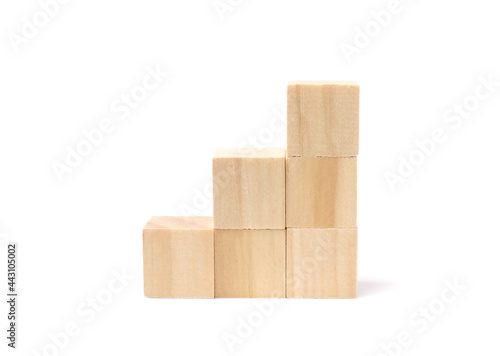 wooden geometric cube block  isolated