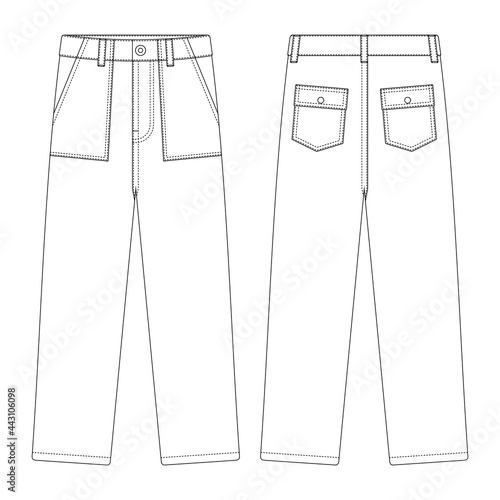 Template fatigue pants vector illustration flat design outline clothing