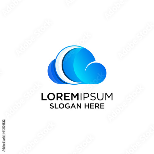 Cloud And Moon Gradient Logo Template simple and colorful is perfect for your business symbol