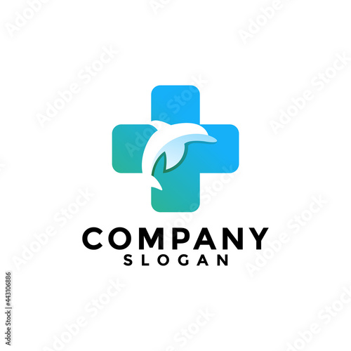 Dolphin fish and medical logo simple and colorful is perfect for your business symbol