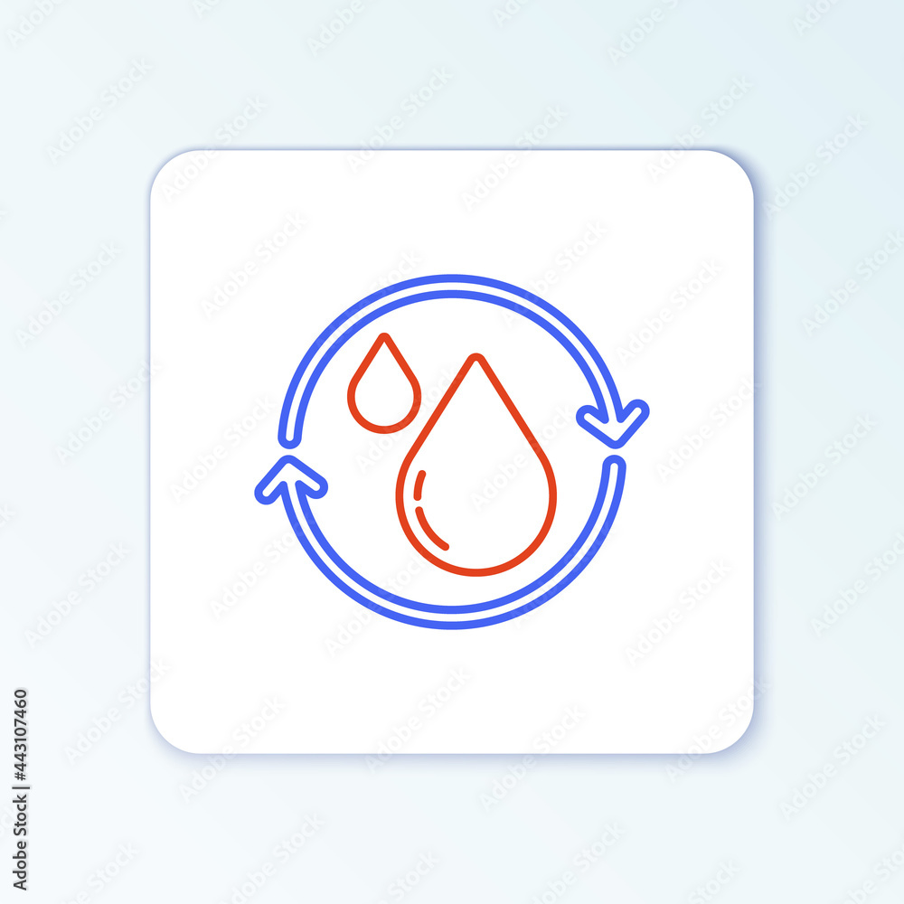 Line Recycle clean aqua icon isolated on white background. Drop of water with sign recycling. Colorful outline concept. Vector Line Recycle clean aqua icon isolated on white background. Drop of water with sign recycling. Colorful outline concept. Vector