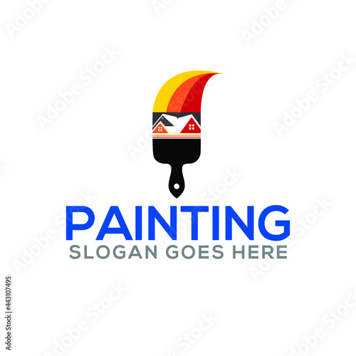 Painting , Painting Brush logo and Real Estate, Property  Homes business logo design
