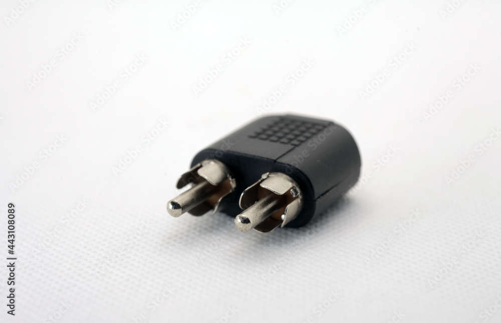 RCA conector to 3,5 mm isolated white baclground RCA conector to 3,5 mm isolated white baclground
