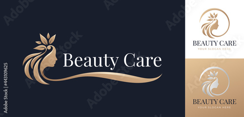 beauty floral hair logo design
