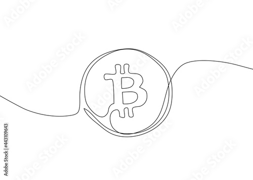 One line hand draw bitcoin
