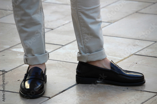 Detail of men's dress shoes