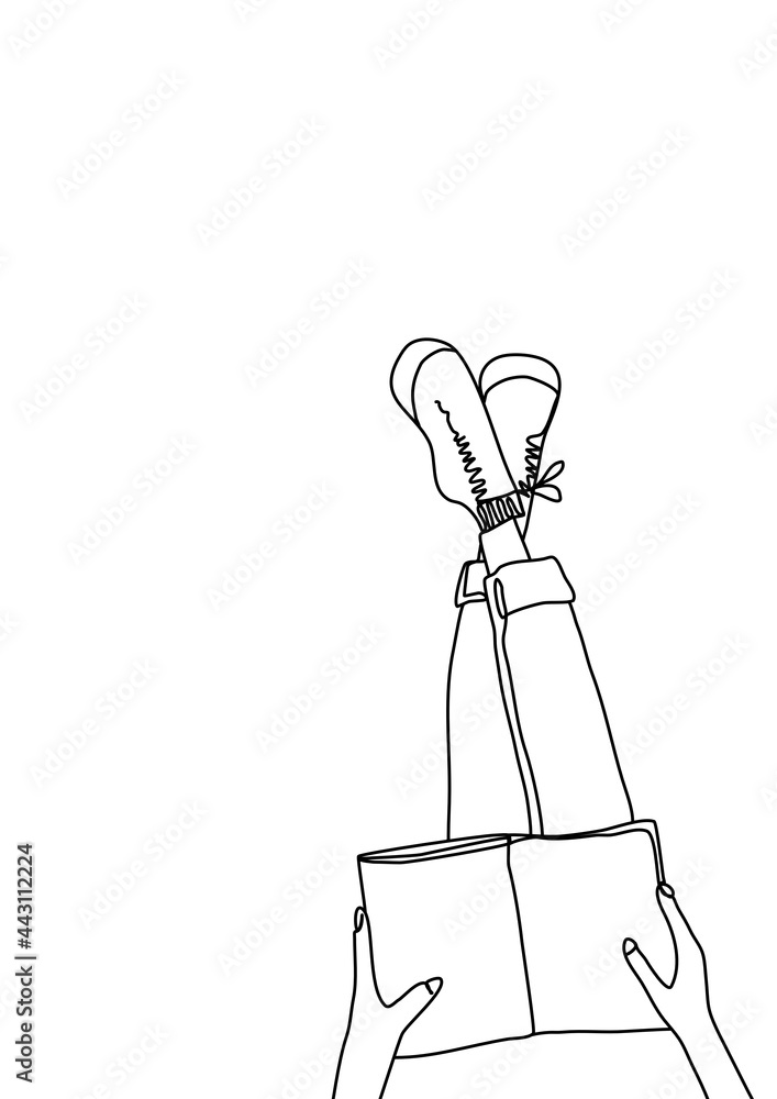 Fototapeta premium One continuous line drawing, girl modeling poses