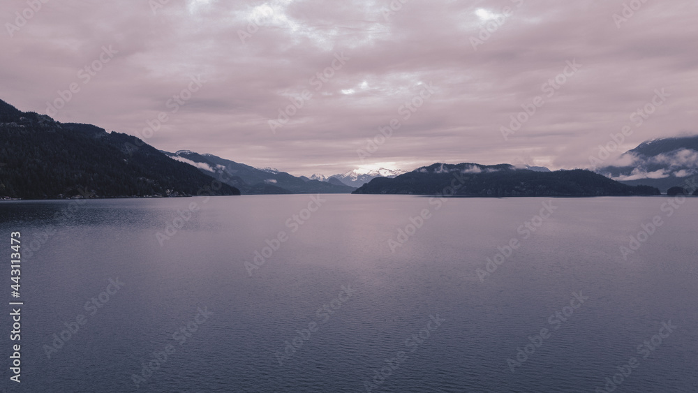 A span of mountains at Harrison Lake, British Columbia, Canada.