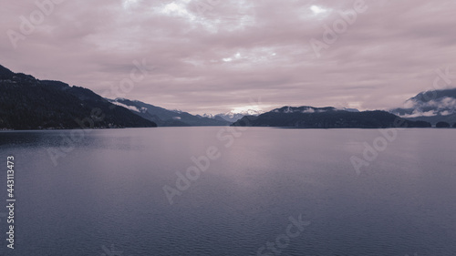 A span of mountains at Harrison Lake, British Columbia, Canada.