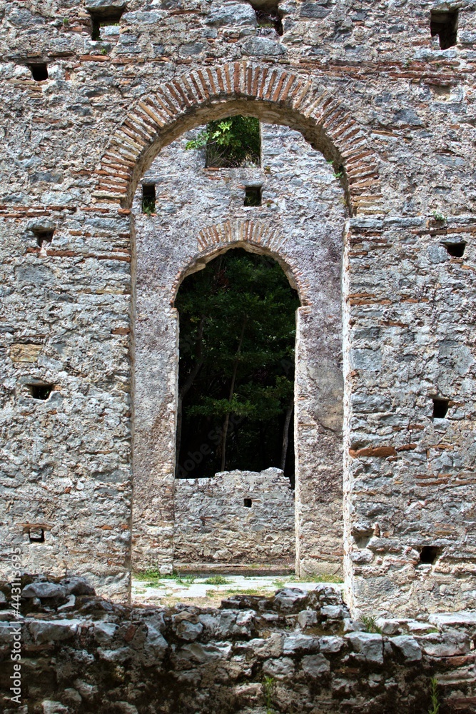 Window in window of old castle ruins