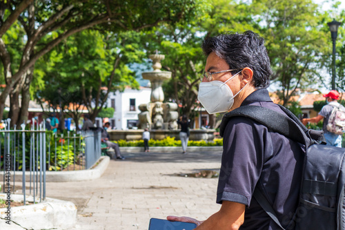 Hispanic man in antigua guatemala central park