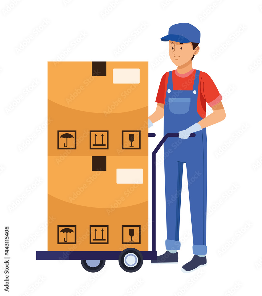 logistic worker with boxes logistic worker with boxes