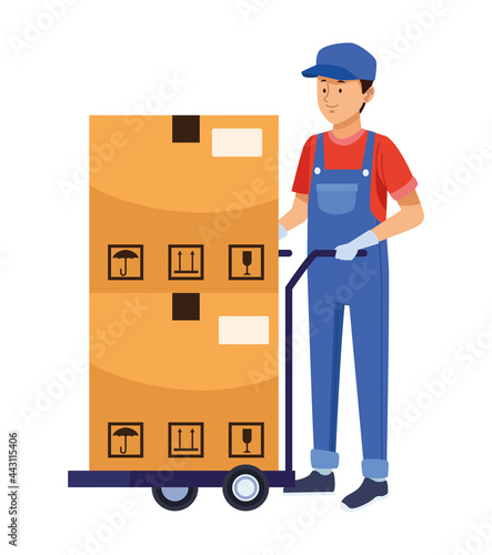 logistic worker with boxes