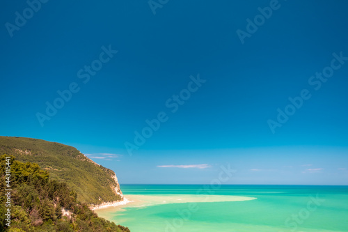 The beautiful sea of Sirolo in Conero after a big storm, Ancona province, Marche region.