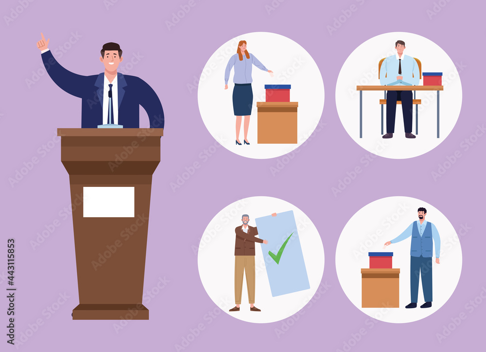 Fototapeta premium five persons election day