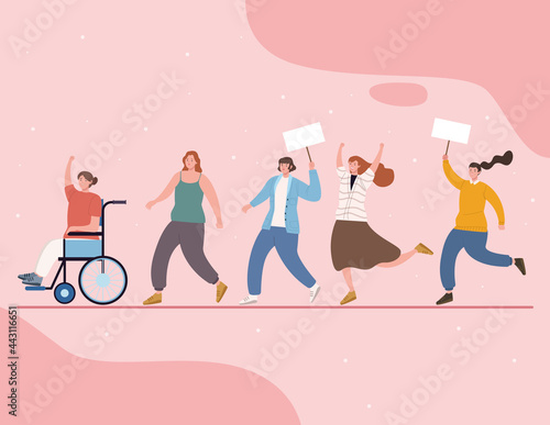 female activists protesting