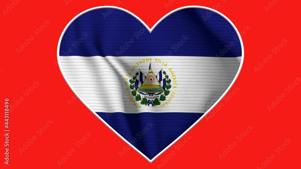 El Salvador Heart Love Flag Loop - Realistic 4K flag waving in the wind. Seamless loop with highly detailed fabric texture. Loop ready in 4k resolution El Salvador Heart Love Flag Loop - Realistic 4K flag waving in the wind. Seamless loop with highly detailed fabric texture. Loop ready in 4k resolution