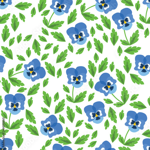 pansy seamless pattern with white background