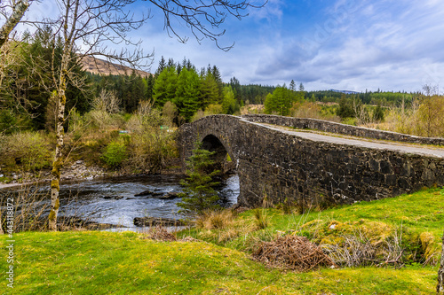 A view from the village beside the Bridge of Orchy near to Glencoe, Scotland on a summers day