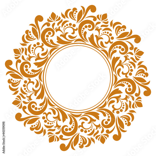 Decorative frame. Elegant vector element for design in Eastern style Floral golden border. Lace illustration