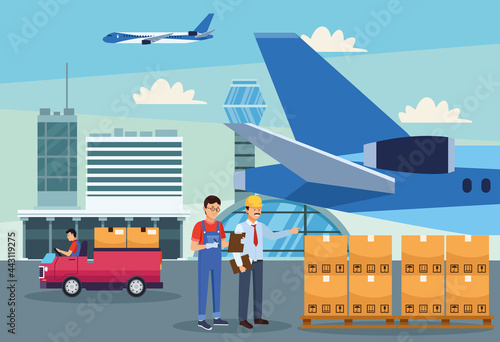 logistic workers in airport