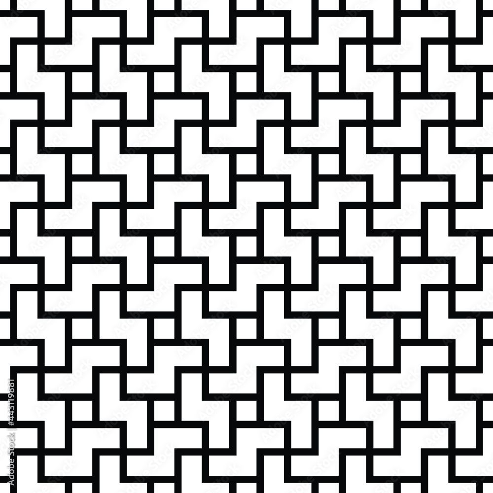Geometric pattern with stripes. Seamless background. Black and white. Rhythmic structure of herringbone.