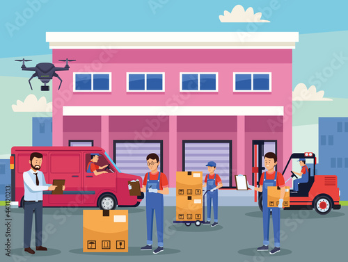 logistic service workers scene
