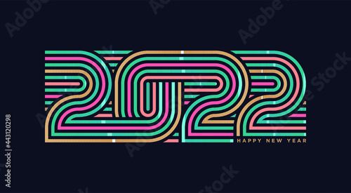 Happy new year 2022 banner. Brochure or calendar cover design template. Cover of business diary for 2022 with wishes. The art of cutting paper.