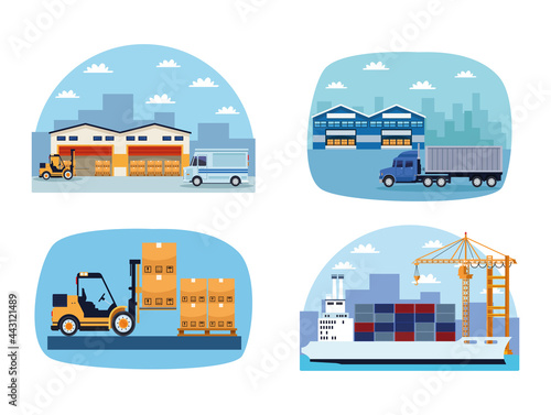 four logistic icons photo